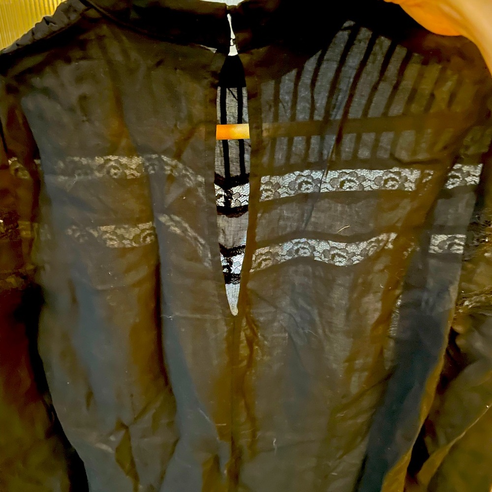 Reformation Black Lace Blouse with Keyhole Back